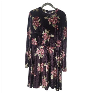 Altar'd State Floral Velvet Dress - Burgundy Pink